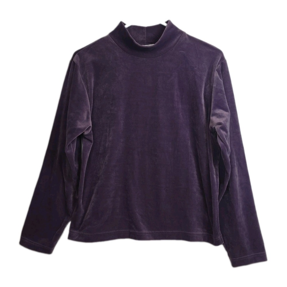 Vintage Christopher & Banks Y2K Velour Mock-Neck Sweater Women's L Purple